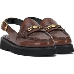 Vince Camuto Torrie Women's Brown Platform Slingback Loafer Flat 9